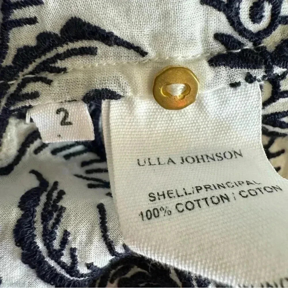Ulla Johnson Annetta Cotton Ruffle Blouse Long Sleeve Embroidered Boho Peasant 2 - Picture 13 of 13